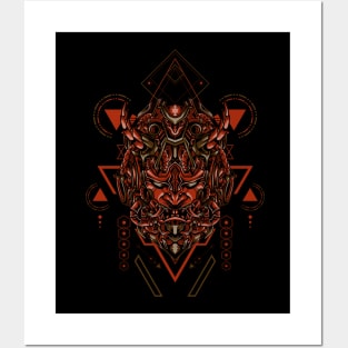 Oni mecha mask Posters and Art